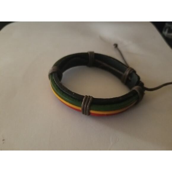 Adjustable Rasta Reggae Bracelet Multicolor - Picture 7 of 13